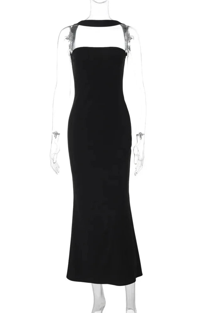 Off-Shoulder Strapless Sleeveless Backless Bodycon Maxi Dress