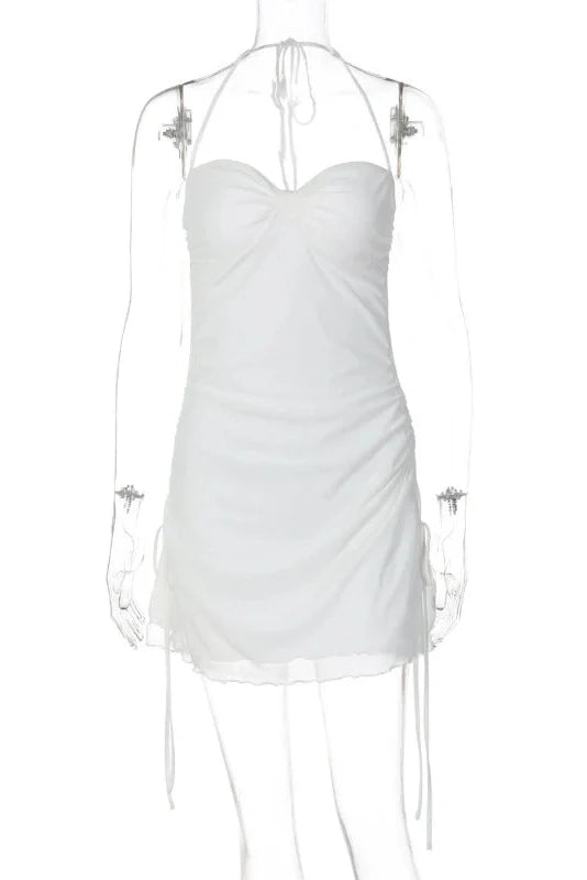 Lace-Up Off-Shoulder Backless Slim Straps Mini Dress