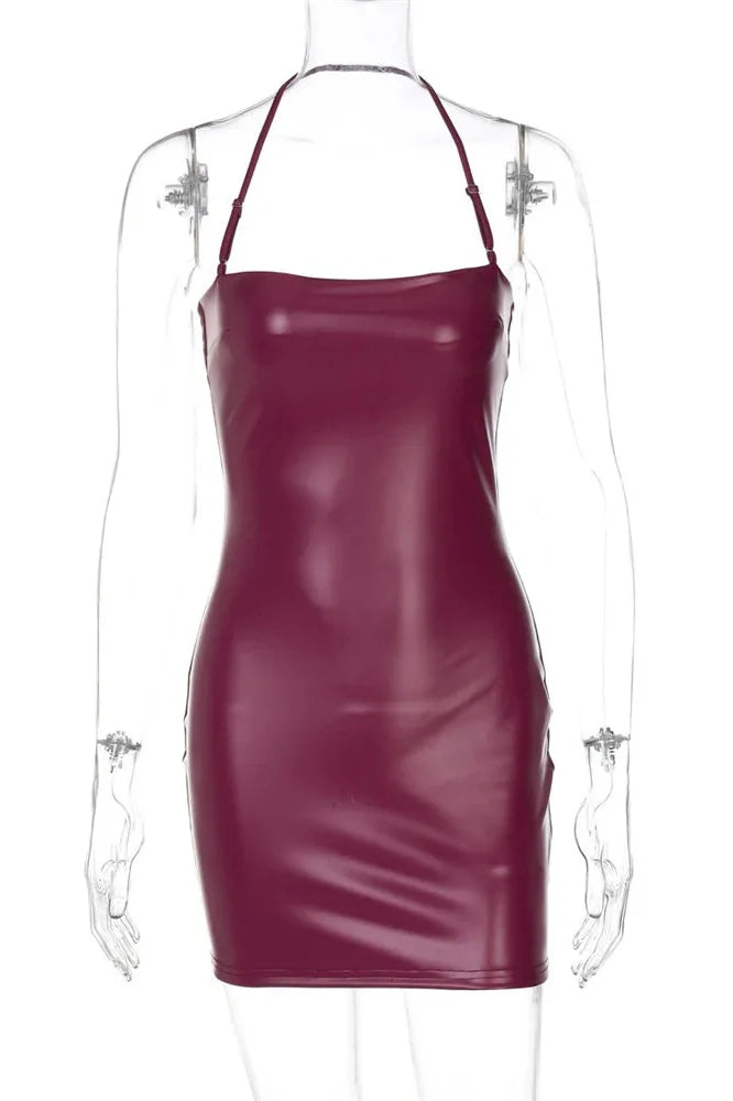Square Collar Backless High Waist Patchwork Mini Dress