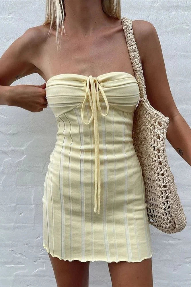 Strapless Off-Shoulder Knitted Bodycon Mini Dress