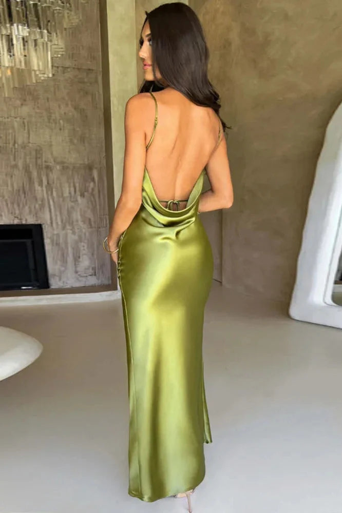 Backless Spaghetti Strap Sleeveless Maxi Dress