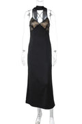 V Neck Hollow Out Spaghetti Strap Sleeveless Maxi Dress
