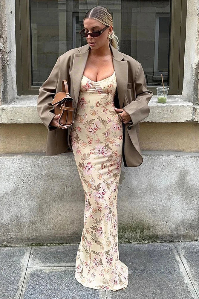 Elegant Printed Sleeveless Maxi Dress