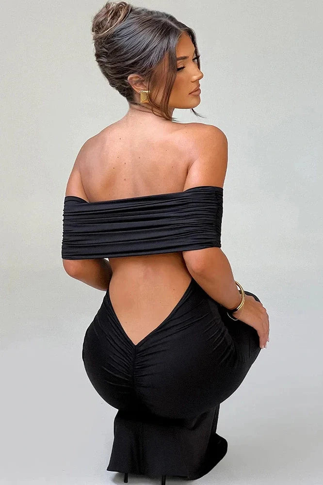 Strapless Off-shoulder Sleeveless Backless Maxi Dress