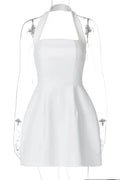 Square Collar Sleeveless Backless A-line Mini Dress