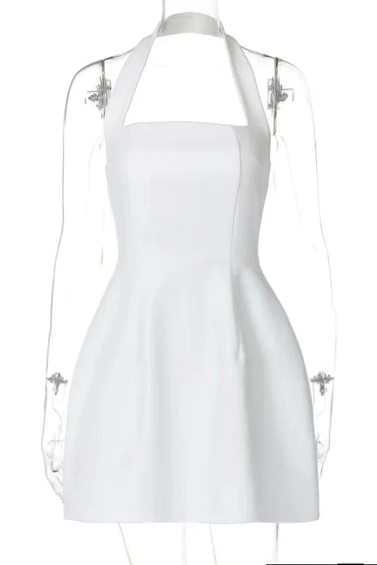 Square Collar Sleeveless Backless A-line Mini Dress