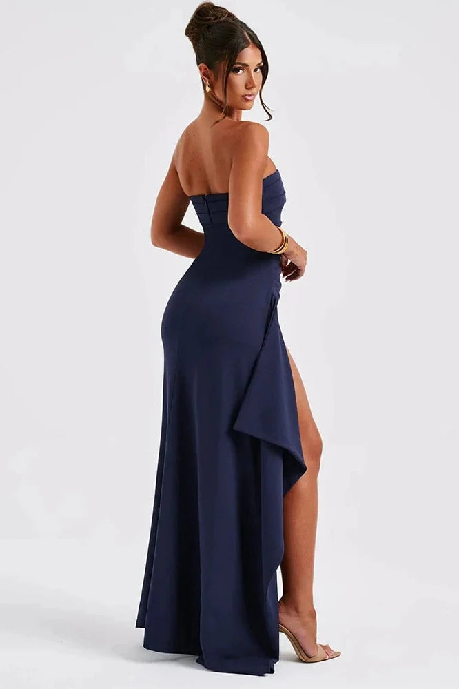 Strapless Off-shoulder Sleeveless Backless High Split Maxi Dress