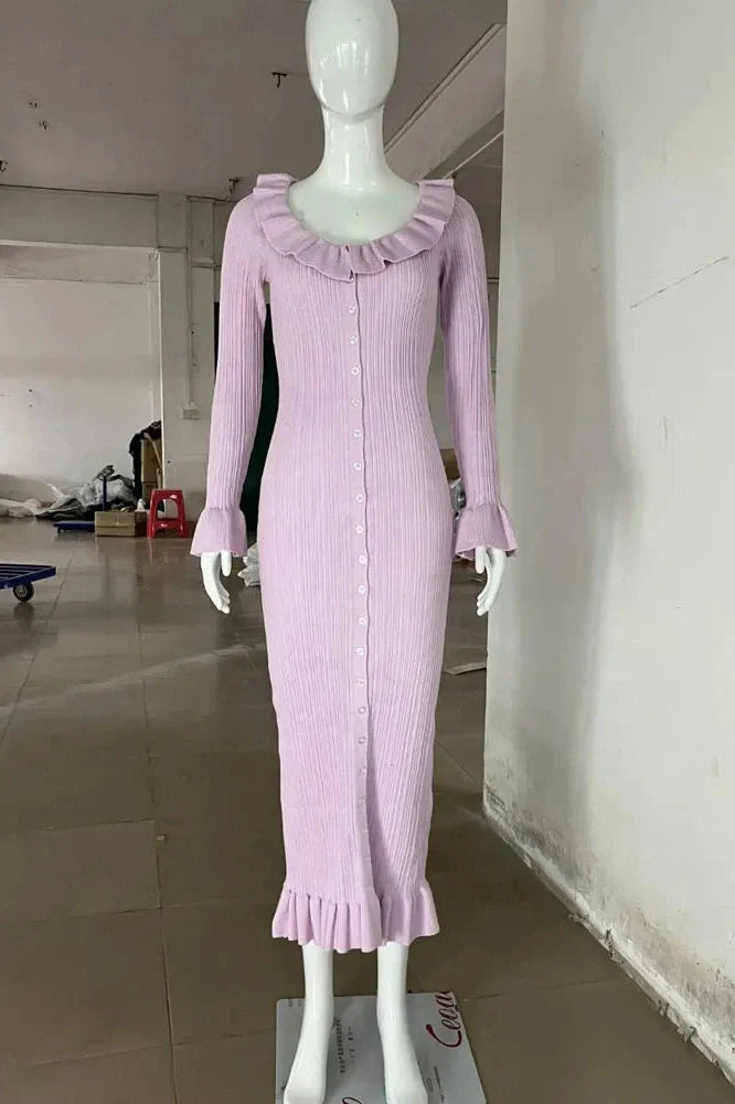 Elegant Slim High Waist Patchwork Midi Dress