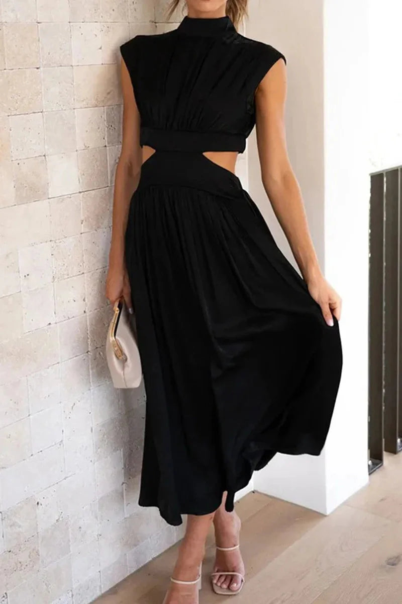Hollow-Out Sleeveless Loose Maxi Dress