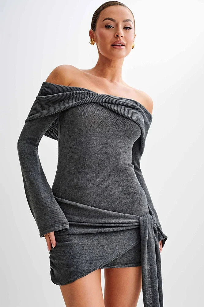 Off-shoulder Strapless Long Sleeve Backless Mini Dress