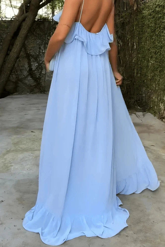 Elegant Hollow Out Sleeveless Spaghetti Strap Maxi Dress