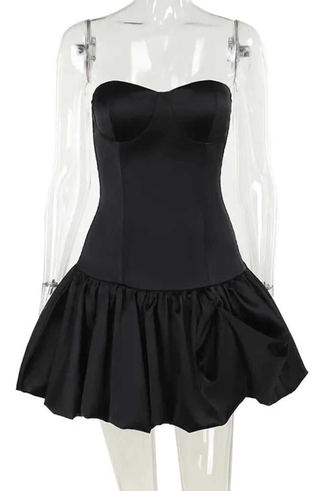 Off-shoulder Strapless Sleeveless Backless A-line Mini Dress