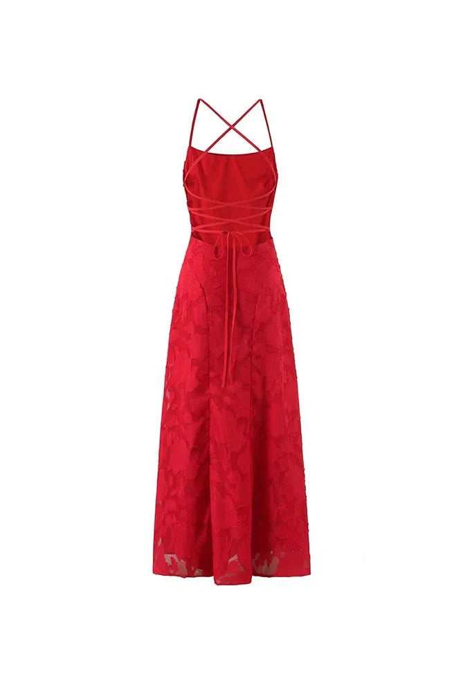 Hollow Out Sleeveless Pleat Backless Lace Up Maxi Dress