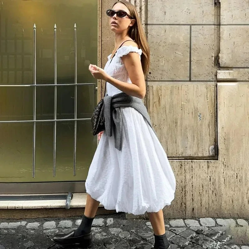 Off Shoulder Lace Up Backless Sleeveless Maxi Dress
