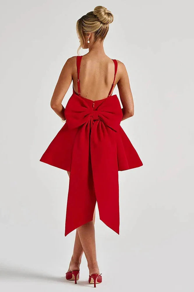 Backless Spaghetti Strap Sleeveless High Waist A-Line Mini Dress