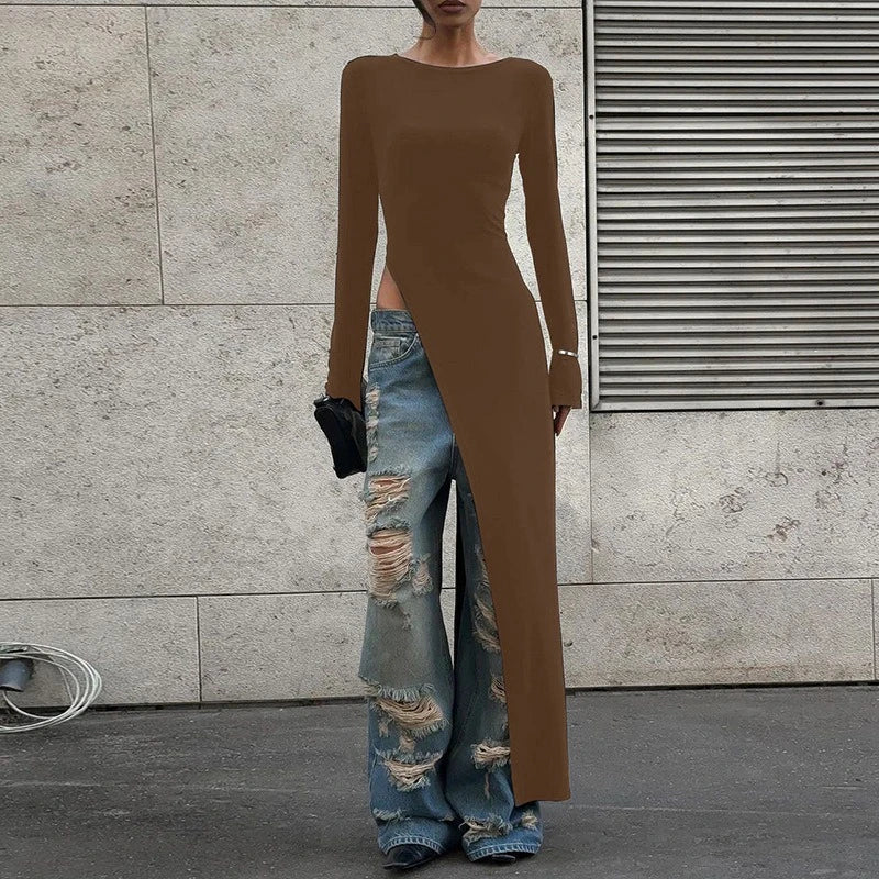 Long Sleeves High Waist Maxi Dress