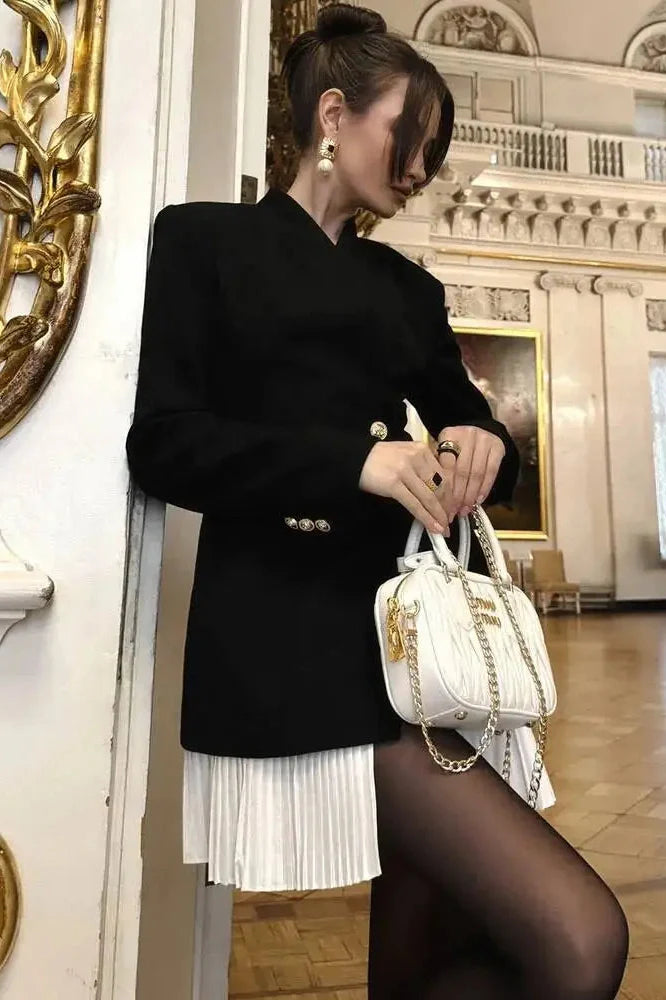 Patchwork Long Sleeve V Neck High Waist Slim Mini Dress