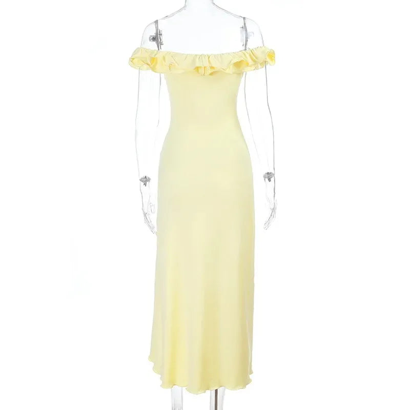 Elegant Off Shoulder Hollow Out Midi Dress