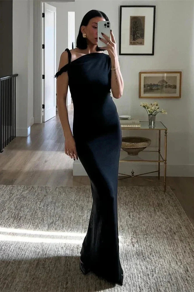 One Shoulder Slim High Waist Sleeveless Bodycon Mini Dress