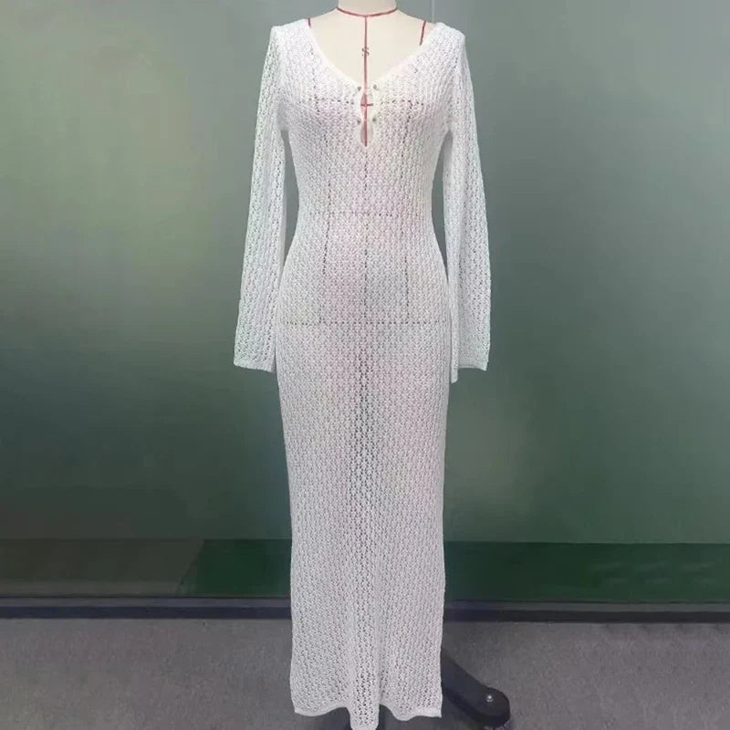 See-Through Knitted Maxi Dress