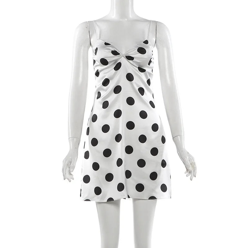Polka Dot Print Sleeveless Slim Mini Dress