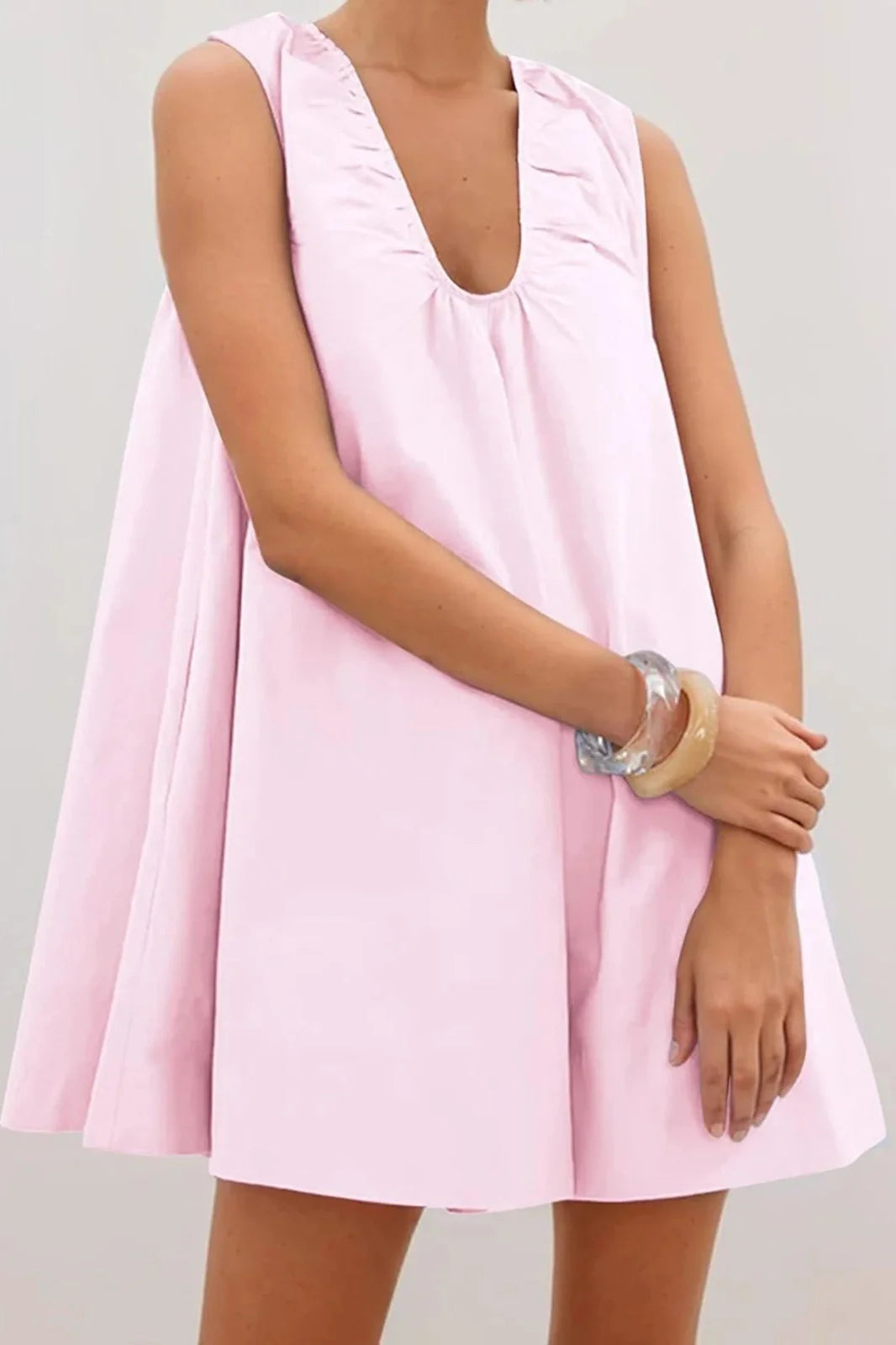 V-Neck Sleeveless Loose Mini Dress