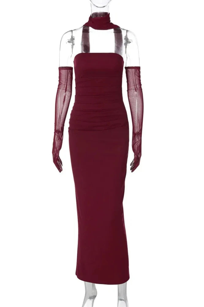 Strapless Off-shoulder Bodycon Backless Maxi Dress