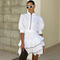 Elegant Ruffle A-Line High Waisted Mini Dress