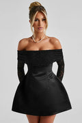Off-Shoulder Backless Strapless Long Sleeve High Waist A-line Mini Dress