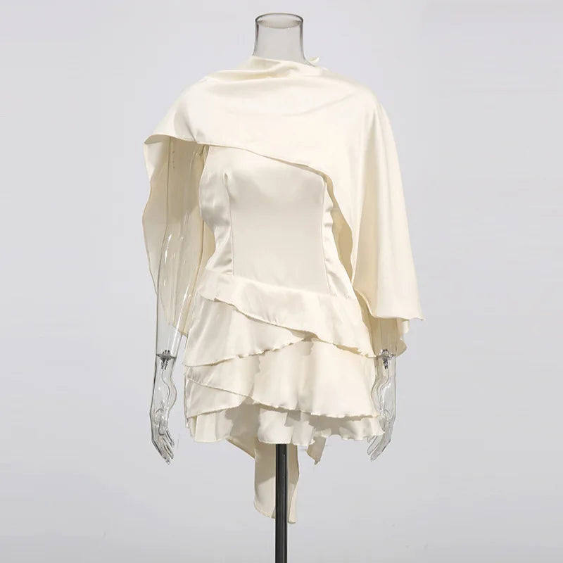 Shawl Lace-Up Sleeveless Backless Slim Mini Dress