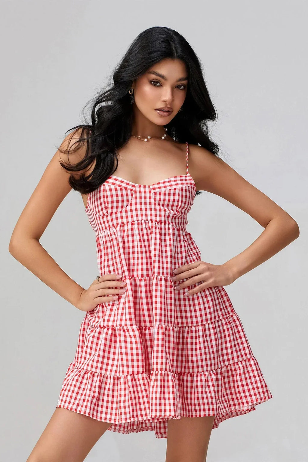 Spaghetti Strap Plaid Mini Dress
