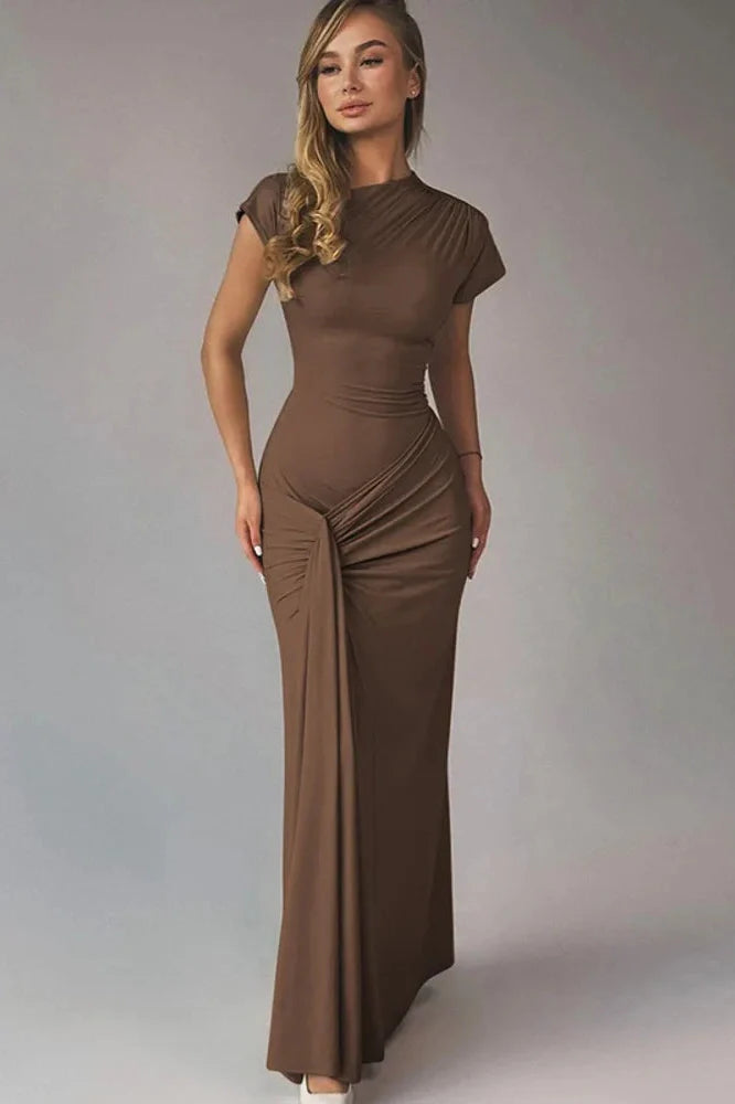 O-Neck Sleeveless Bodycon Lace-up Maxi Dress