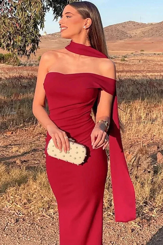 Off-Shoulder Backless Strapless Sleeveless Bodycon Maxi Dress