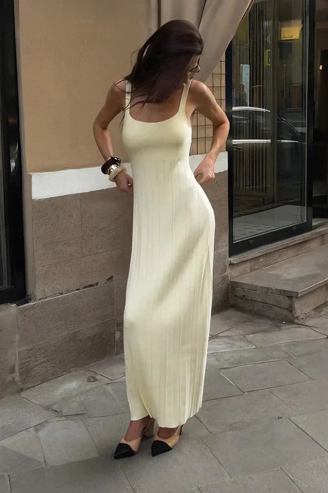 Backless High Waist Sleeveless Slim Maxi Dress