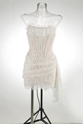 Lace See-Through Patchwork Bodycon Irregular Mini Dress