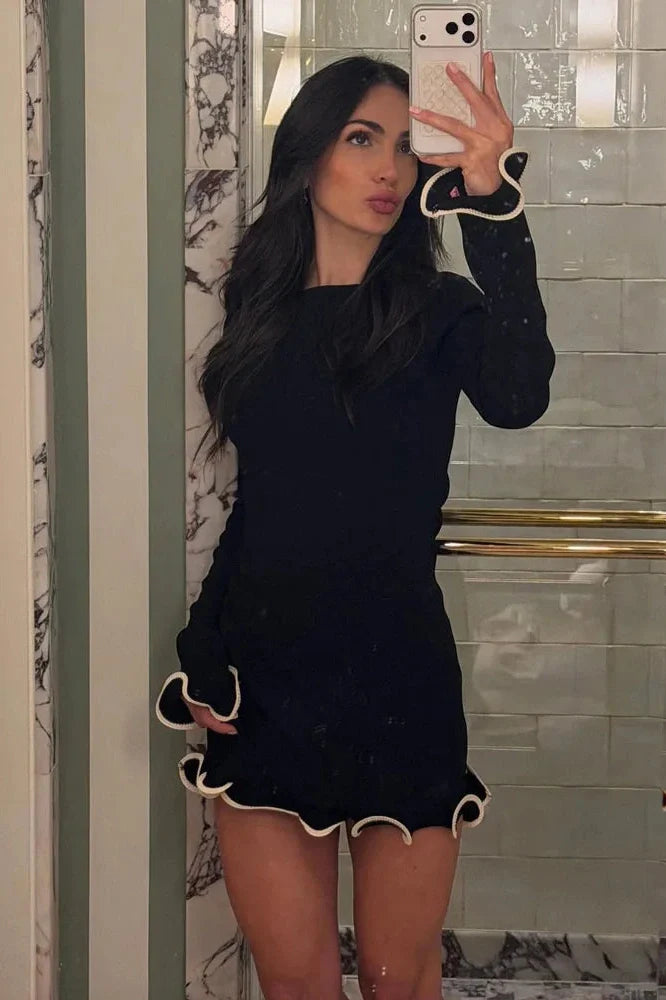 Slim Patchwork High Waist Mini Dress