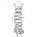 Polka Dot Slim Sleeveless Midi Dress