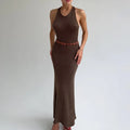 Knitted Backless Slim Maxi Dress