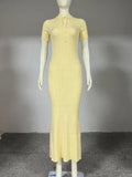 Knitted Short Sleeve Slim High Waist Maxi Dress