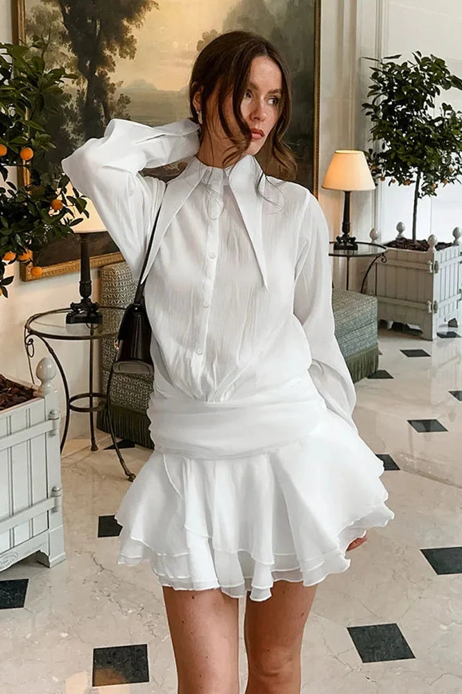 Elegant Pleated See-Through Loose Mini Dress