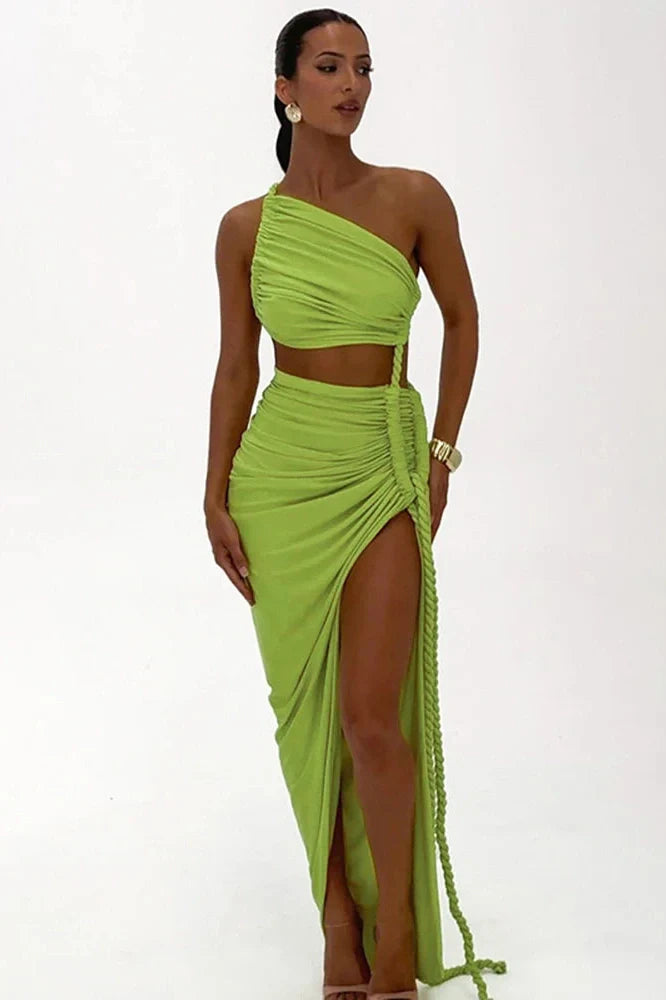 Off-Shoulder High Split Strapless Sleeveless Maxi Dress