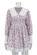 Printed V-Neck Slim Long Sleeve Bodycon Mini Dress