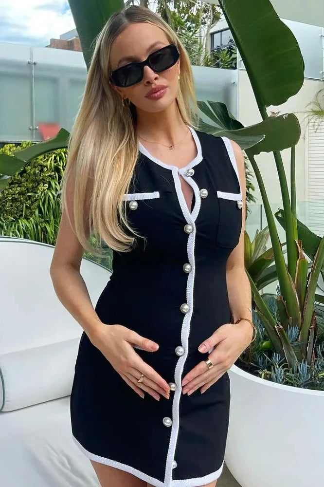 Sleeveless Patchwork High Waist Mini Dress