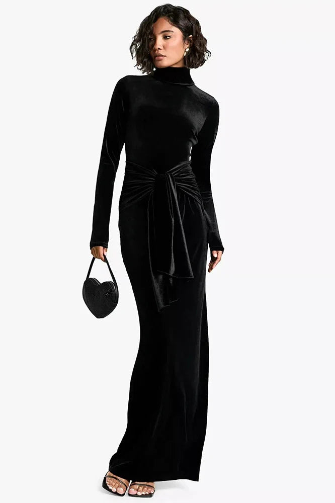 Long Sleeve Turtleneck Bodycon Maxi Dress