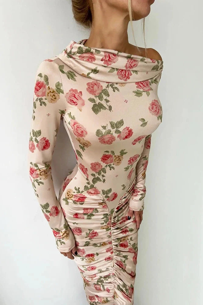 Elegant Long Sleeve Backless Bodycon Midi Dress