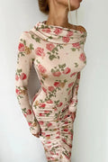 Elegant Long Sleeve Backless Bodycon Midi Dress