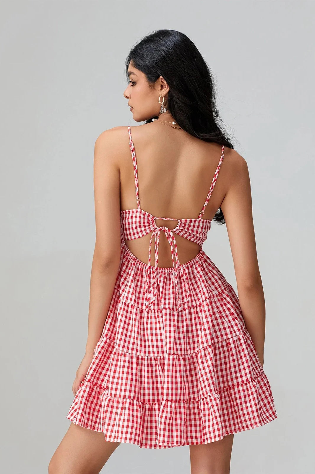 Spaghetti Strap Plaid Mini Dress