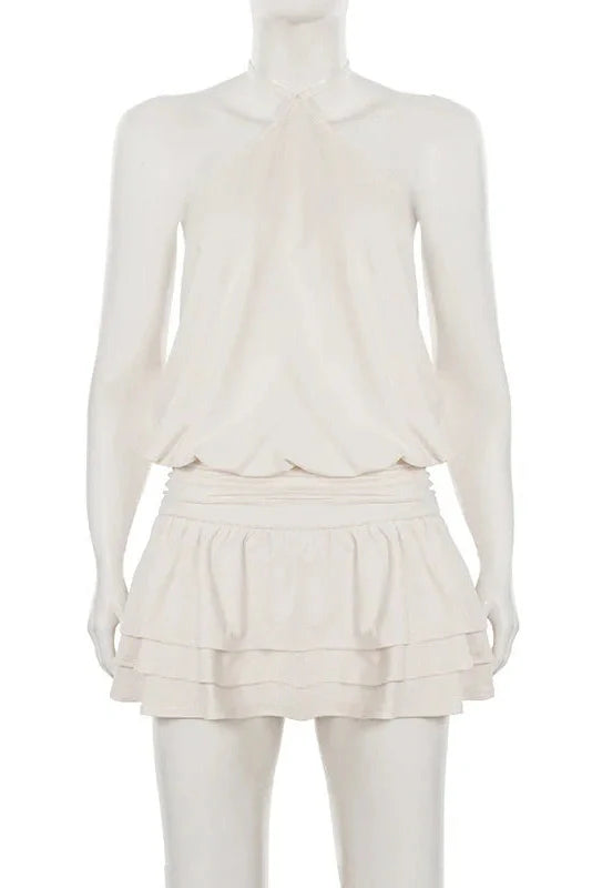 Elegant High Waist Backless Slim Mini Dress