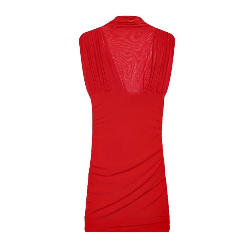 See Through Patchwork Sleeveless Mini Dress