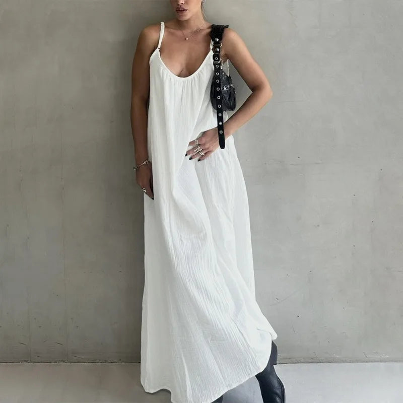 Elegant Patchwork Sleeveless Backless Maxi Dress